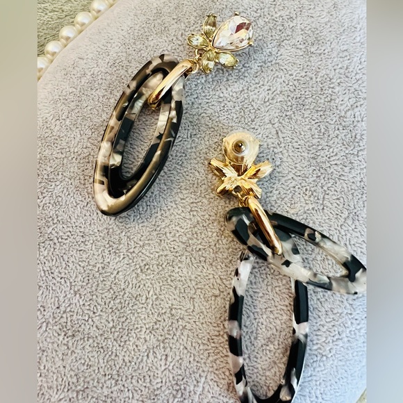 Acrylic Acetate Resin Double Hoop Earrings, Multicolored Dyed Colors, NWOT - Picture 4 of 7